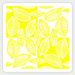 Yellow and White Leaves Counterchange Pattern Sticker